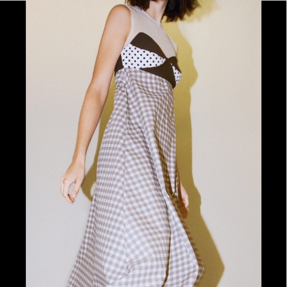 Kuraga multi fabric gingham dress.